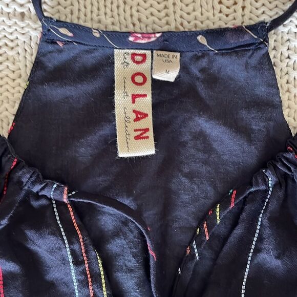 Anthropologie Dolan Left Coast Navy Embroidered Striped Cotton Halter Jumpsuit - Picture 7 of 16